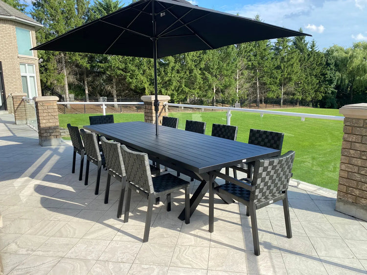 Harbour 45" x 84" X Base Dining Table, Textured Black