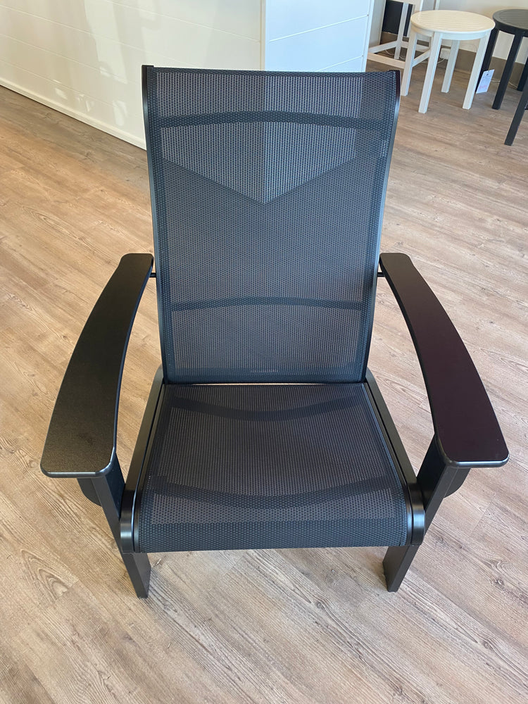 Adirondack Chat Arm Chair, Cane Black/Black
