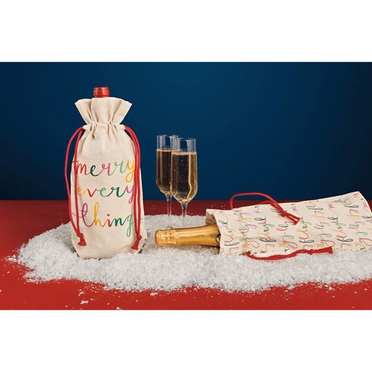 Set of 2 Merry Everything Christmas Wine Bags