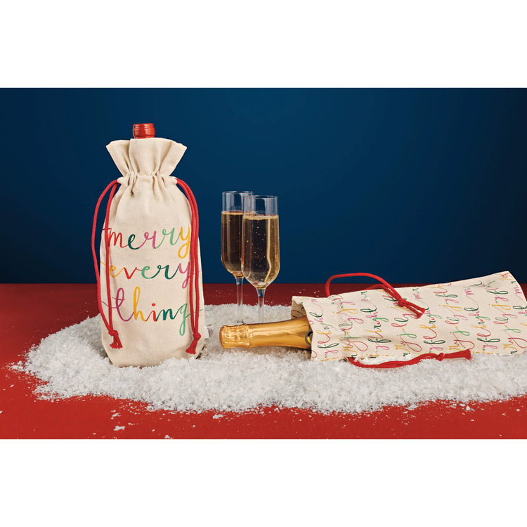 Set of 2 Merry Everything Christmas Wine Bags