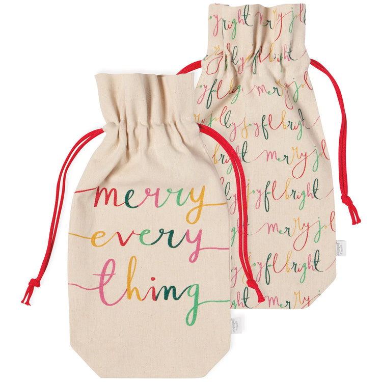Set of 2 Merry Everything Christmas Wine Bags
