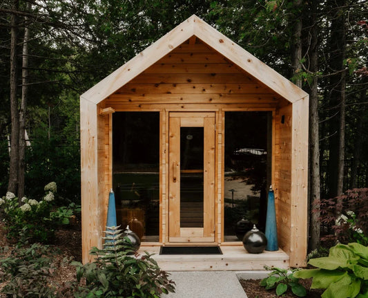 8' Red Cedar Modern Cabin Sauna With 2' Porch