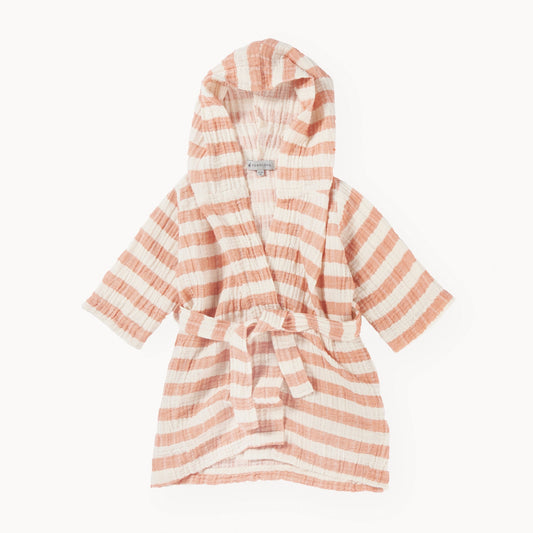 Striped Crinkle Kids Robe, Mandarin 18-24M