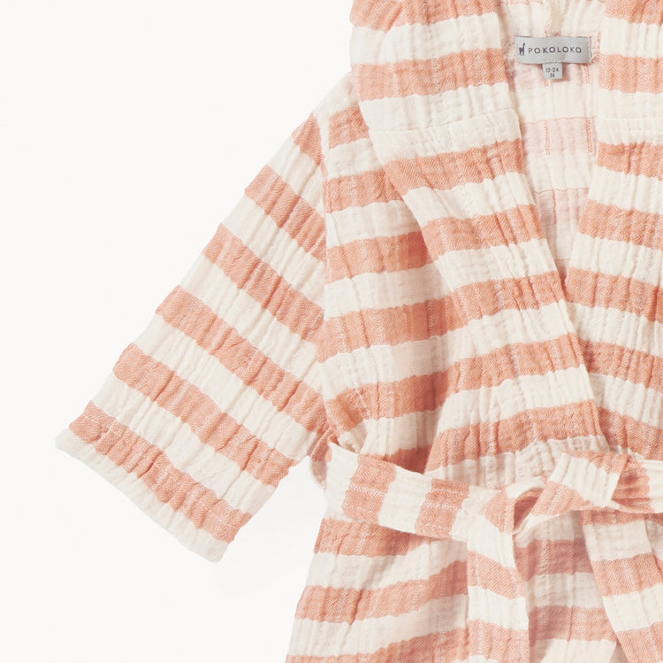 Striped Crinkle Kids Robe, Mandarin