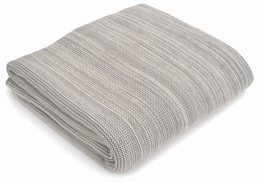 Small Stitch Marled Cotton Blanket, Light Grey