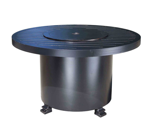 Monaco 42'' Chat Height Round Fire Pit Black w/Lid and Fire Glass