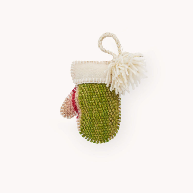 Vintage Hand Embroidered Ornament, Mitten