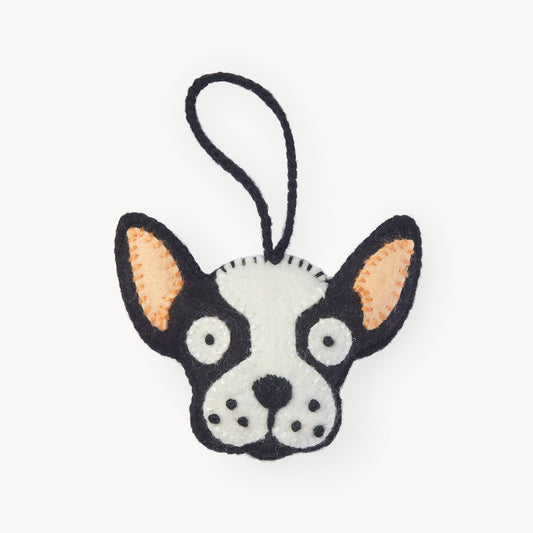 Hand Embroidered Ornament, Frenchie