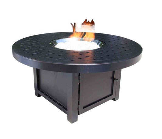 Hampton 48'' Rd Chat Height Fire Pit  w/Fire Glass and Lid